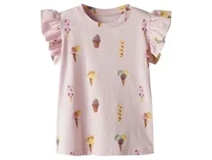 Lyserød top med isprint og flæseærmer fra Name It 13243243 ballerina